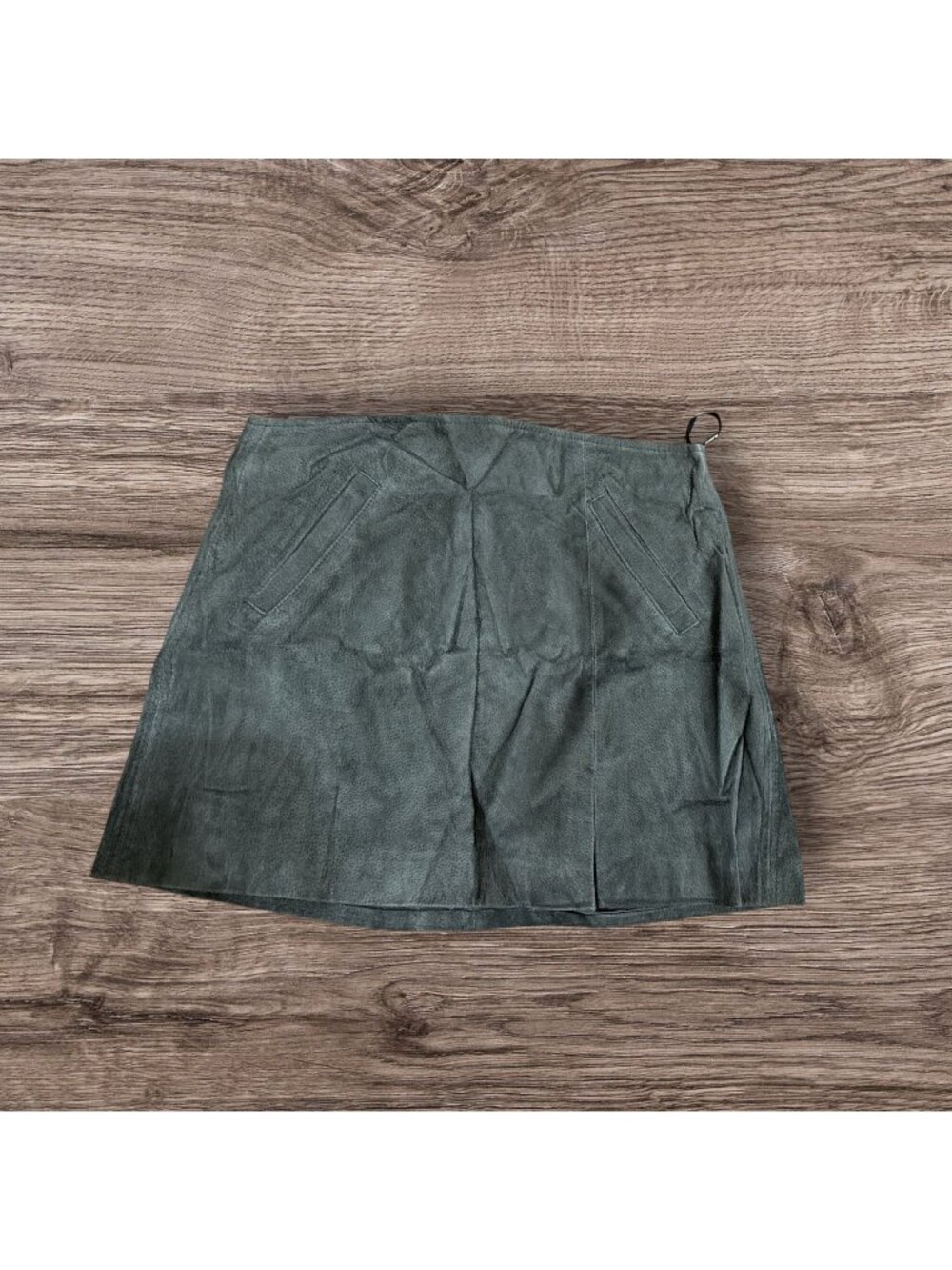 BLANKNYC Denim Suede Leather Mini Skirt Charcoal Gray 28
